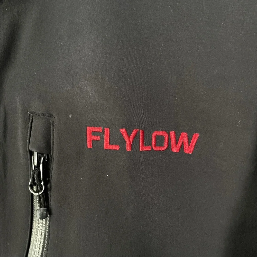 Flylow Higgins Shell Jacket Mens Large Black Hooded Full Zip Ski Snow Waterproof